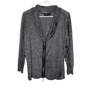 Comfy USA Zip Up Cowl Neck Dolman Long Sleeve Blouse Size Large